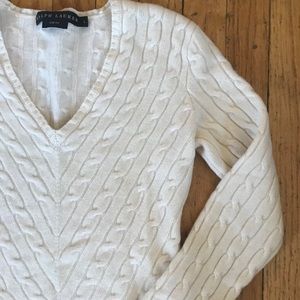 Ralph Lauren cream white fitted sweater